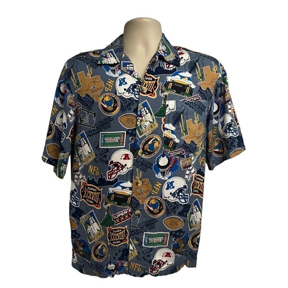 NFL Football SUPER BOWL XXXVIII Texas Men Hawaiian Button Up Shirt Small Pocket - Picture 1 of 7